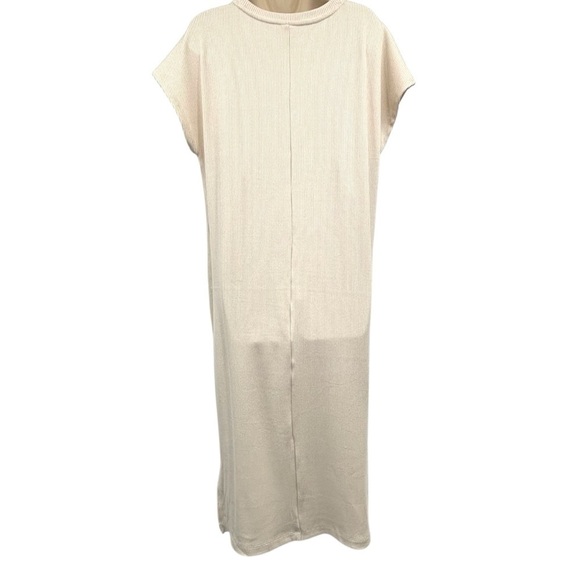 Old Navy Rib-Knit Midi Shift Dress, Oatmeal, Size L | 3317 - Picture 4 of 10
